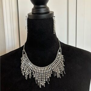 Dazzling Rhinestone Necklace and Matching Earrings